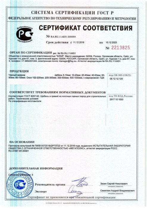 Сертификат на черный мрамор в Твери 